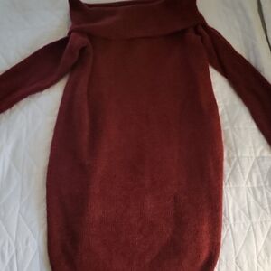 Elegant Red Off-Shoulder Sweater Dress